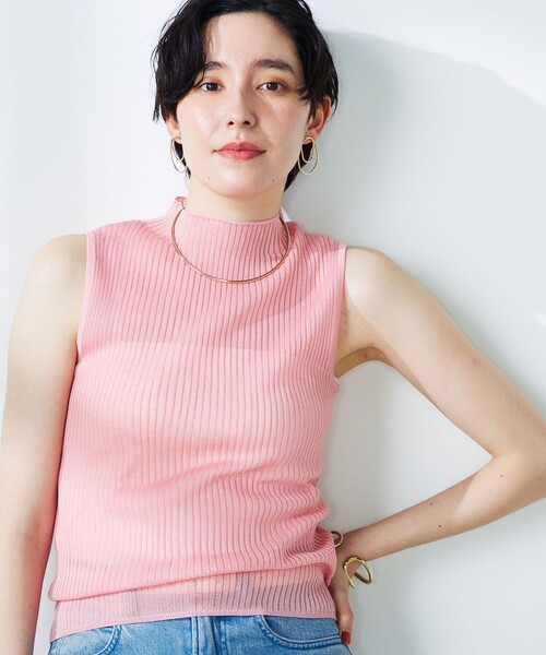 NOLLEY’S（ノーリーズ）の「《手洗い可能》《アンサンブル対応》シアーリブノースリーブプルオーバーニット（ニット/セーター・レディース・ピンク/ベージュ/ブラック・38）」の10枚目の写真