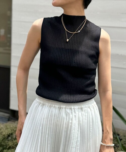 NOLLEY’S（ノーリーズ）の「《手洗い可能》《アンサンブル対応》シアーリブノースリーブプルオーバーニット（ニット/セーター・レディース・ピンク/ベージュ/ブラック・38）」の21枚目の写真