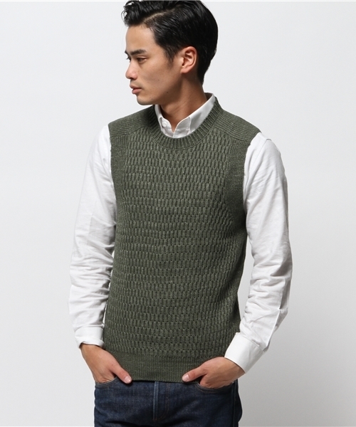 EDIFICE（エディフィス）の「M.ワッフル C/N VEST（ベスト・メンズ・ネイビー/カーキ/ホワイト/チャコールグレー・46/48）」の3枚目の写真