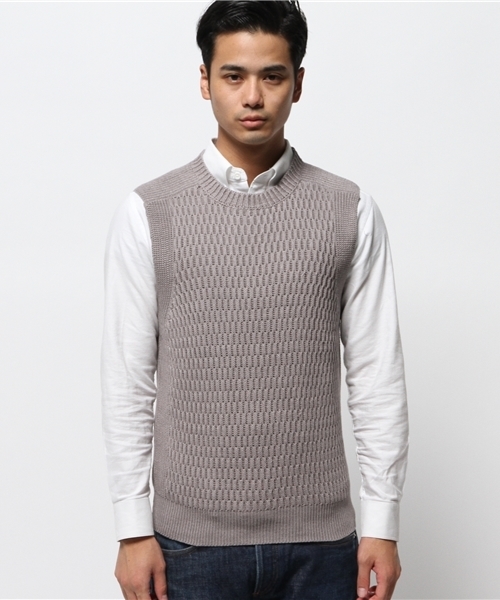 EDIFICE（エディフィス）の「M.ワッフル C/N VEST（ベスト・メンズ・ネイビー/カーキ/ホワイト/チャコールグレー・46/48）」の10枚目の写真