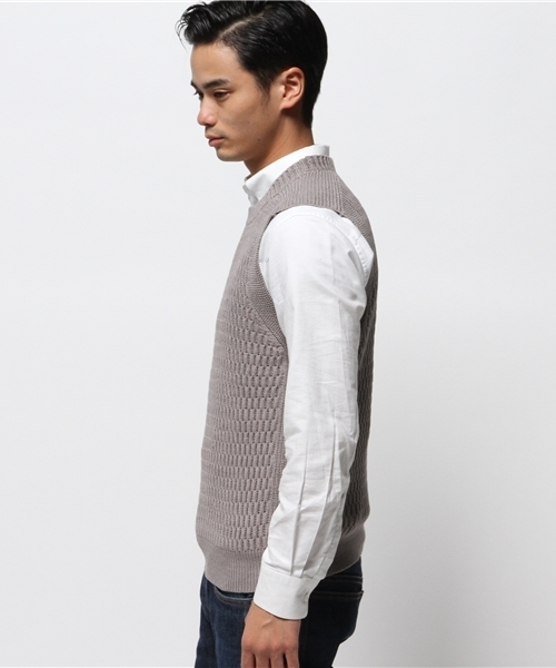 EDIFICE（エディフィス）の「M.ワッフル C/N VEST（ベスト・メンズ・ネイビー/カーキ/ホワイト/チャコールグレー・46/48）」の11枚目の写真