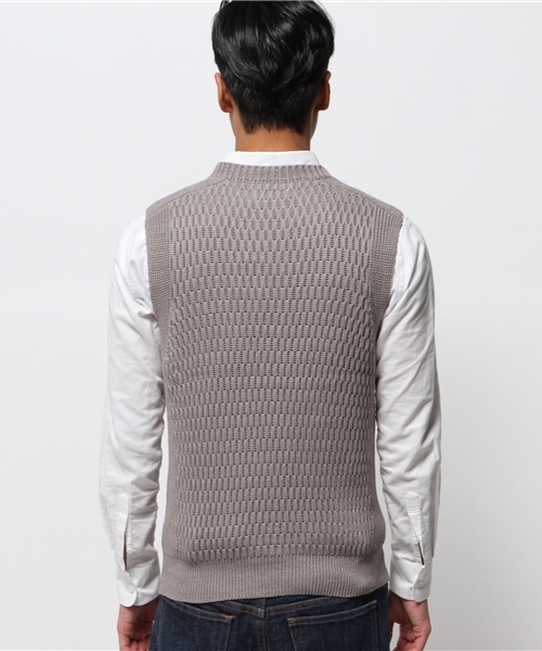 EDIFICE（エディフィス）の「M.ワッフル C/N VEST（ベスト・メンズ・ネイビー/カーキ/ホワイト/チャコールグレー・46/48）」の5枚目の写真