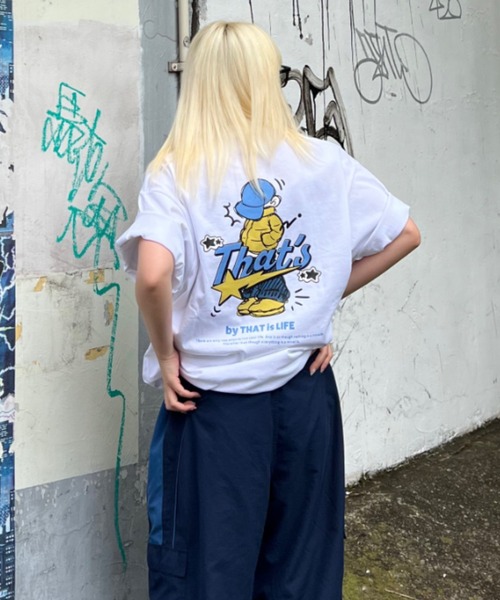 That's life（ザッツライフ）の「HEAVY WEIGHT 7.1oz "CAP BOY" LOGO TEE  Tシャツ 夏服 ビッグシルエット ヘビーウェイト 綿100% 肉厚生地（Tシャツ/カットソー・メンズ・ネイビー/ホワイト/ブラック・M/L/XL/S）」の6枚目の写真