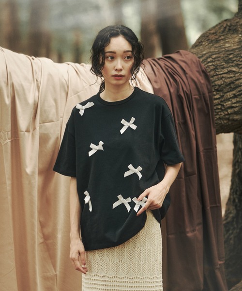 【タグ付き】moi tytto 袖リボンチュニック 袖リボンチュニック（Tシャツ/カットソー）｜moi tytto