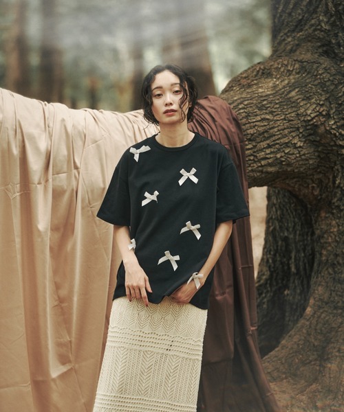 大人気新品をすべて オーバーサイズリボンTシャツ（Tシャツ/カットソー）｜moi tytto トップス