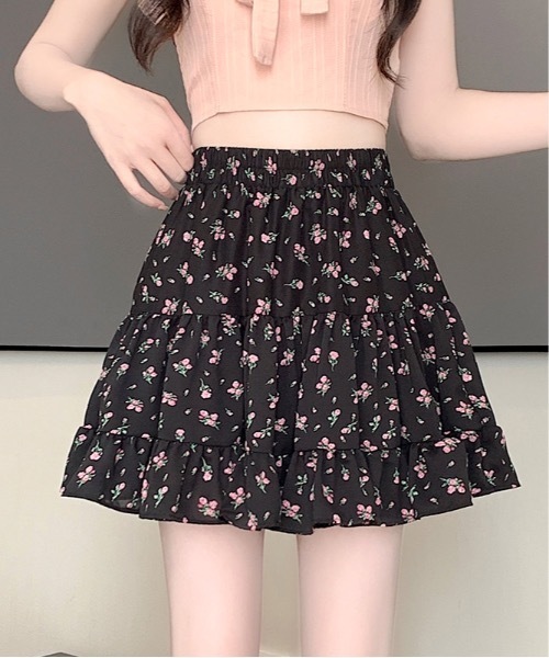 Teem Store(チームストア)の「フラワー 花柄ミニ ティアードスカート(スカート・レディース・アイボリー/ブラック・S/L/M)」の21枚目の写真