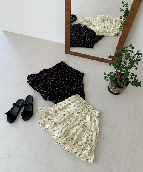 Teem Store(チームストア)の「フラワー 花柄ミニ ティアードスカート(スカート・レディース・アイボリー/ブラック・S/L/M)」の19枚目の写真