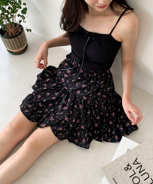 Teem Store(チームストア)の「フラワー 花柄ミニ ティアードスカート(スカート・レディース・アイボリー/ブラック・S/L/M)」の22枚目の写真