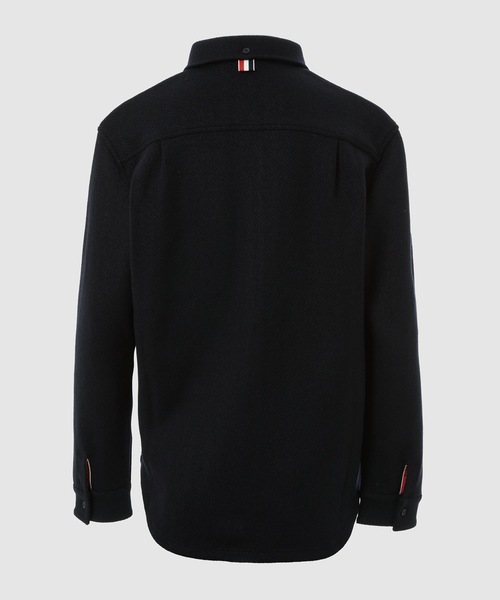 THOM BROWNE（トムブラウン）の「OVERSIZED BUTTON DOWN SHIRT IN BOILED COTTON WOOL HERRINGBONE（シャツ/ブラウス・メンズ・ネイビー・1/2）」の2枚目の写真