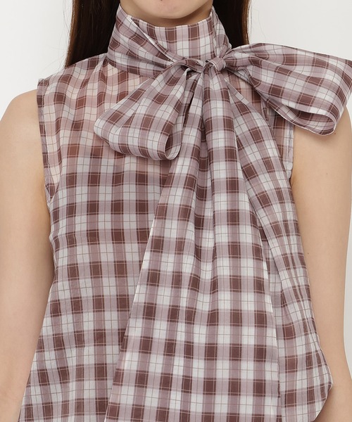 REDYAZEL（レディアゼル）の「【セットアップ可能】ボウタイノースリブラウス（シャツ/ブラウス・レディース・ブラウン/ベージュ/ブラック・FREE）」の16枚目の写真