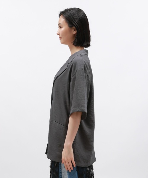 LAKOLE（ラコレ）の「ハーフスリーブシアージャケット / 130596（テーラードジャケット・レディース・チャコール/アイボリー/サンドグレー・MEDIUM/SMALL）」の15枚目の写真