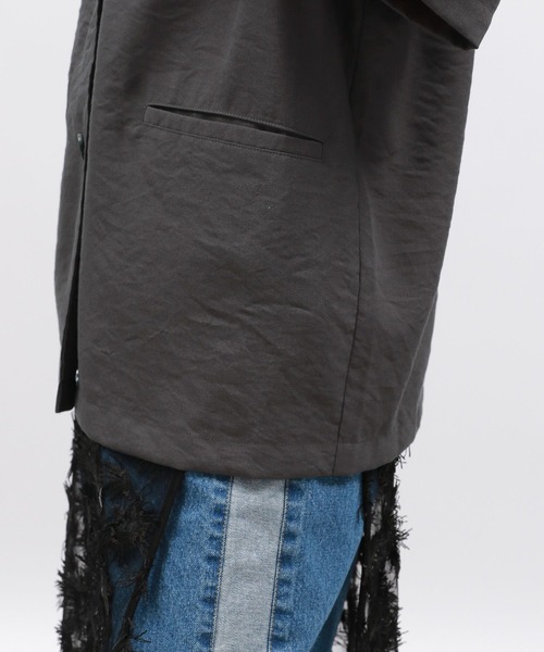 LAKOLE（ラコレ）の「ハーフスリーブシアージャケット / 130596（テーラードジャケット・レディース・チャコール/アイボリー/サンドグレー・MEDIUM/SMALL）」の8枚目の写真