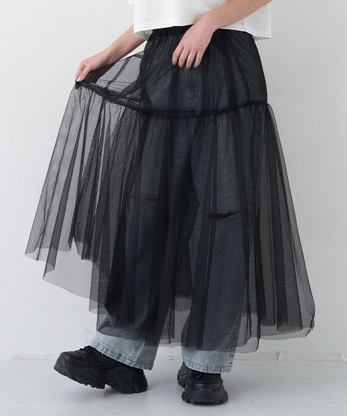 ❤️TO BE CHIC❤️ チュール ティアードスカート新品未使用 L】チュール ティアードスカート(スカート)｜TO BE CHIC(トゥー