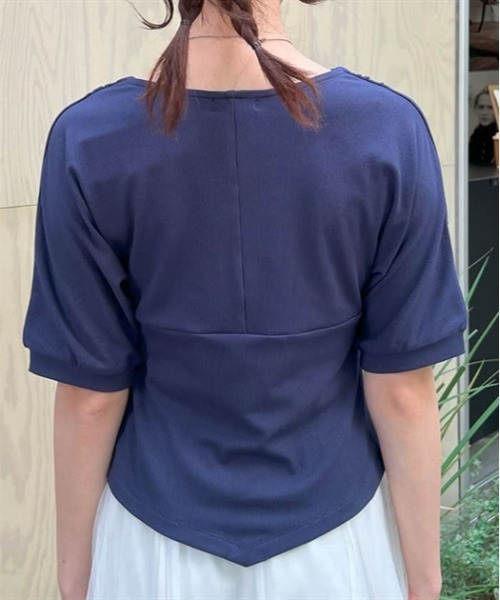 axes femme(アクシーズファム)の「ドルマン風Vネックトップス(Tシャツ/カットソー・レディース・ネイビー/ホワイト/ブラック・FREE)」の9枚目の写真