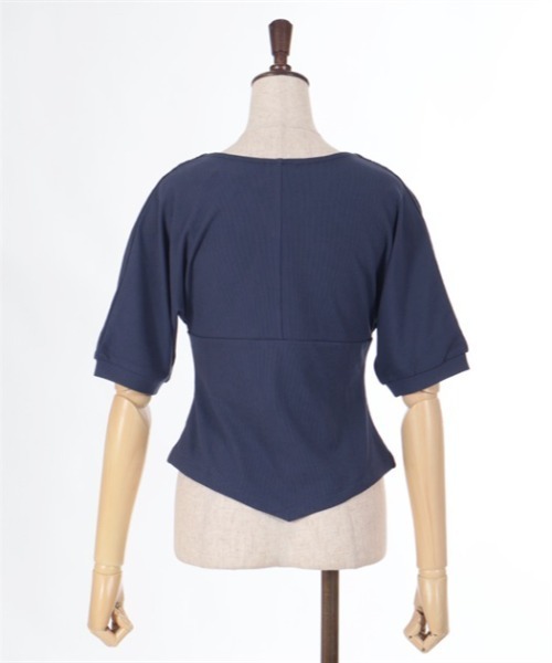 axes femme(アクシーズファム)の「ドルマン風Vネックトップス(Tシャツ/カットソー・レディース・ネイビー/ホワイト/ブラック・FREE)」の6枚目の写真