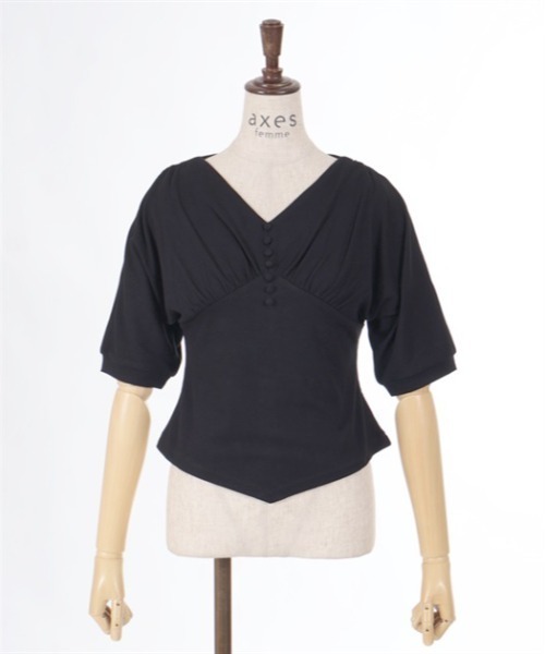 axes femme(アクシーズファム)の「ドルマン風Vネックトップス(Tシャツ/カットソー・レディース・ネイビー/ホワイト/ブラック・FREE)」の20枚目の写真