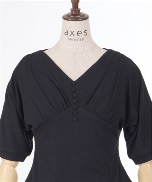 axes femme(アクシーズファム)の「ドルマン風Vネックトップス(Tシャツ/カットソー・レディース・ネイビー/ホワイト/ブラック・FREE)」の17枚目の写真