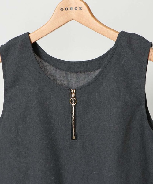 GORGE(ゴージ)の「《フロントZIP×上下セット》レディース セットアップ ノースリーブ&パンツ きれいめ 春夏秋(つなぎ/オールインワン・レディース・チャコールグレー/モカ/アイボリー・F)」の9枚目の写真