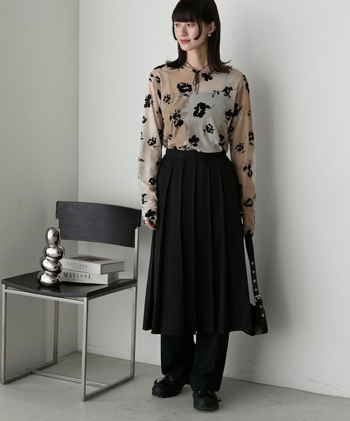 forksy.(フォルクシー)の「【forksy.】フロッキー花柄プリントプルオーバー(Tシャツ/カットソー・レディース・ベージュ/ブラウン/グレー・FREE)」の15枚目の写真