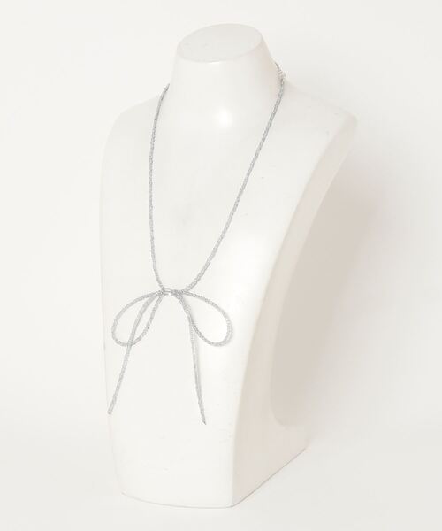 RUBY AND YOU（ルビーアンドユー）の「［select］ビーズリボンネックレス（ネックレス・レディース・ブラック/クリア/ブルー・FREE）」の10枚目の写真