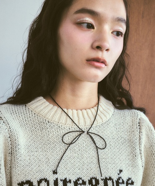 RUBY AND YOU（ルビーアンドユー）の「［select］ビーズリボンネックレス（ネックレス・レディース・ブラック/クリア/ブルー・FREE）」の11枚目の写真