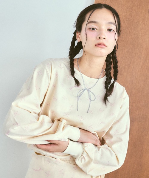 RUBY AND YOU（ルビーアンドユー）の「［select］ビーズリボンネックレス（ネックレス・レディース・ブラック/クリア/ブルー・FREE）」の5枚目の写真