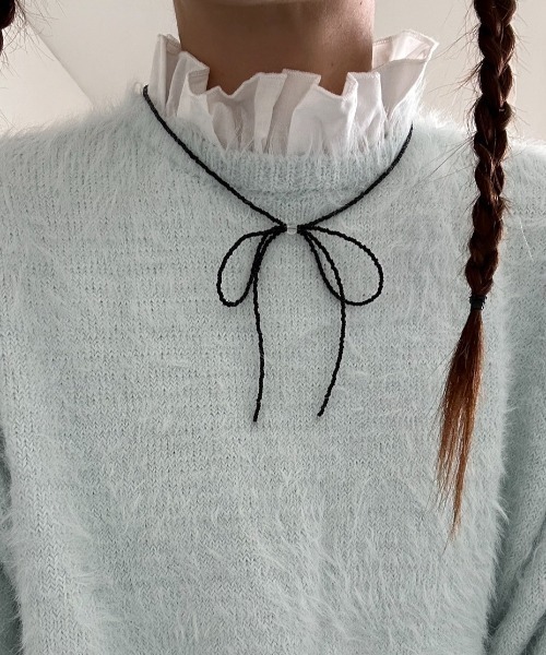 RUBY AND YOU（ルビーアンドユー）の「［select］ビーズリボンネックレス（ネックレス・レディース・ブラック/クリア/ブルー・FREE）」の18枚目の写真