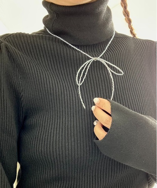 RUBY AND YOU（ルビーアンドユー）の「［select］ビーズリボンネックレス（ネックレス・レディース・ブラック/クリア/ブルー・FREE）」の19枚目の写真