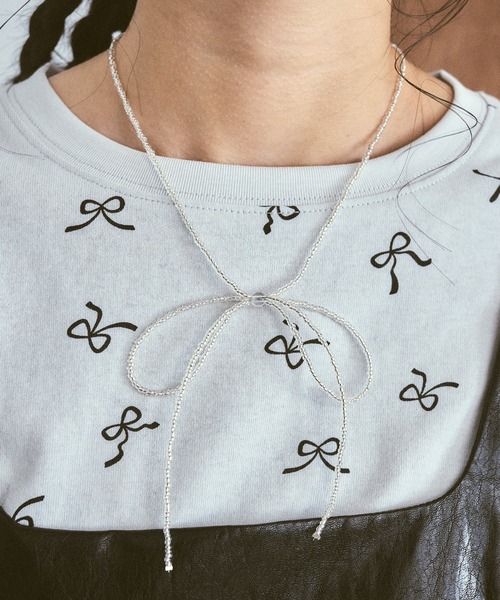 RUBY AND YOU（ルビーアンドユー）の「［select］ビーズリボンネックレス（ネックレス・レディース・ブラック/クリア/ブルー・FREE）」の15枚目の写真