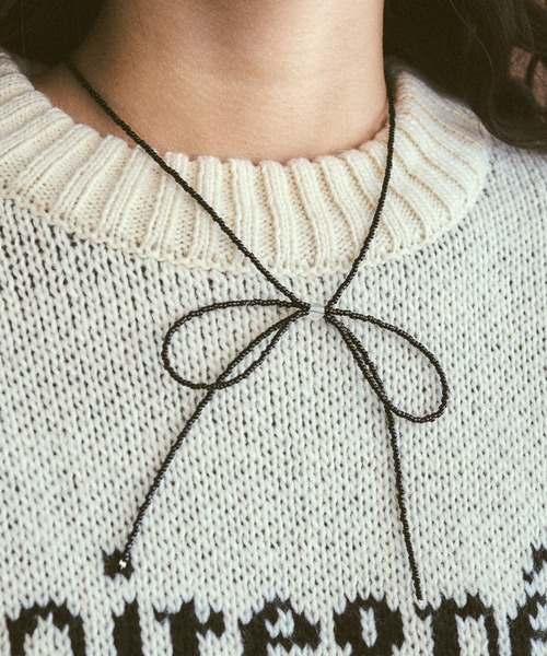 RUBY AND YOU（ルビーアンドユー）の「［select］ビーズリボンネックレス（ネックレス・レディース・ブラック/クリア/ブルー・FREE）」の13枚目の写真