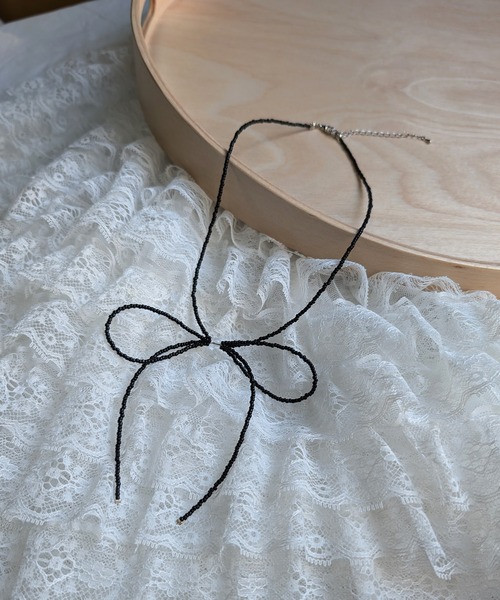 RUBY AND YOU（ルビーアンドユー）の「［select］ビーズリボンネックレス（ネックレス・レディース・ブラック/クリア/ブルー・FREE）」の21枚目の写真