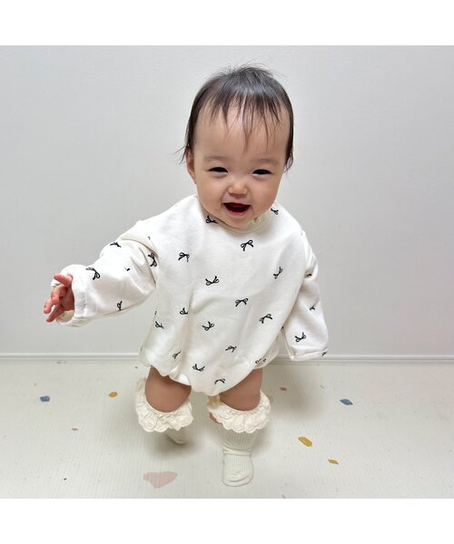 apres les cours（アプレレクール）の「【WEB限定】バラエティボディースーツ（ロンパース・キッズ・アイボリー/レッド/グリーン/キナリ・80/70）」の5枚目の写真