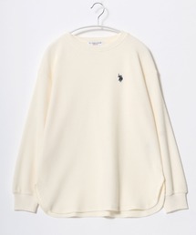 U.S. POLO ASSN. (ユーエスポロアッスン)ワンポイントロゴ刺繍ワッフルロンT レディース/長袖/ラウンドヘム