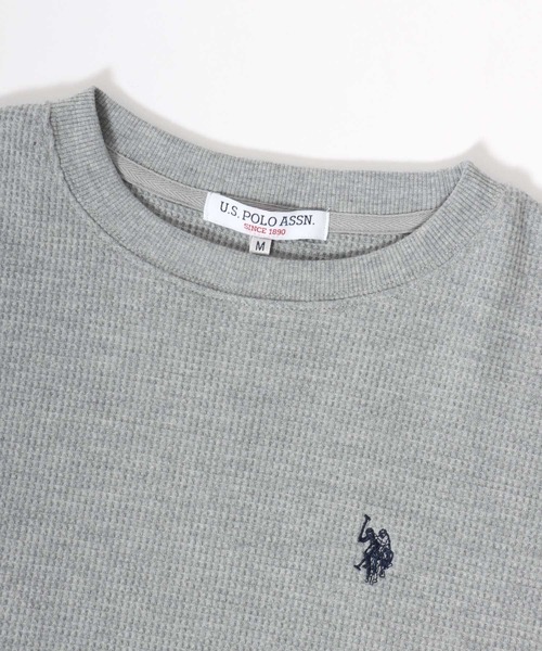 U.S. POLO ASSN.(ユーエスポロアッスン)の「U.S. POLO ASSN. (ユーエスポロアッスン)ワンポイントロゴ刺繍ワッフルロンT レディース/長袖/ラウンドヘム(Tシャツ/カットソー・レディース・グレー/アイボリー/パープル/オレンジ・L/M)」の10枚目の写真