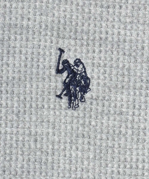 U.S. POLO ASSN.(ユーエスポロアッスン)の「U.S. POLO ASSN. (ユーエスポロアッスン)ワンポイントロゴ刺繍ワッフルロンT レディース/長袖/ラウンドヘム(Tシャツ/カットソー・レディース・グレー/アイボリー/パープル/オレンジ・L/M)」の6枚目の写真