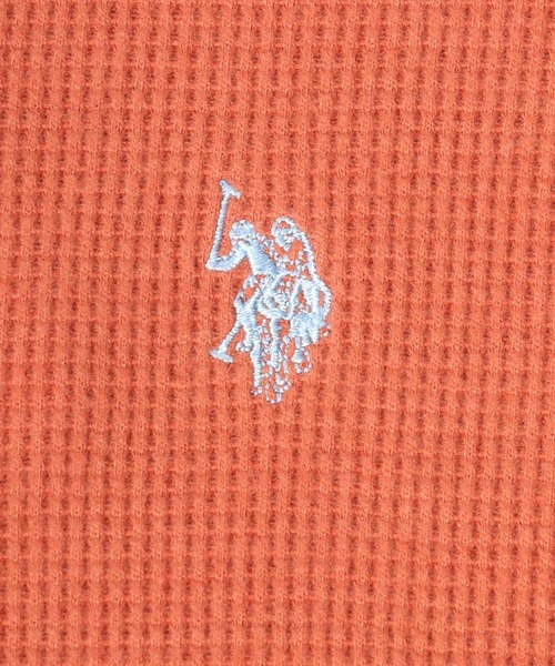 U.S. POLO ASSN.(ユーエスポロアッスン)の「U.S. POLO ASSN. (ユーエスポロアッスン)ワンポイントロゴ刺繍ワッフルロンT レディース/長袖/ラウンドヘム(Tシャツ/カットソー・レディース・グレー/アイボリー/パープル/オレンジ・L/M)」の8枚目の写真