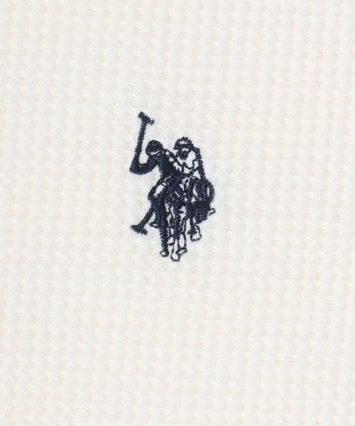 U.S. POLO ASSN.(ユーエスポロアッスン)の「U.S. POLO ASSN. (ユーエスポロアッスン)ワンポイントロゴ刺繍ワッフルロンT レディース/長袖/ラウンドヘム(Tシャツ/カットソー・レディース・グレー/アイボリー/パープル/オレンジ・L/M)」の5枚目の写真