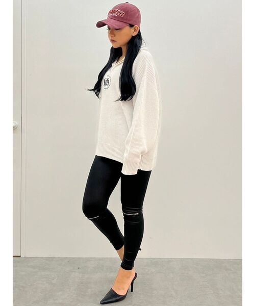 GYDA(ジェイダ)の「GYGYロゴハーフZIPニットトップス(ニット/セーター・レディース・オフホワイト/ライトグレー/ブラック・FREE)」の17枚目の写真