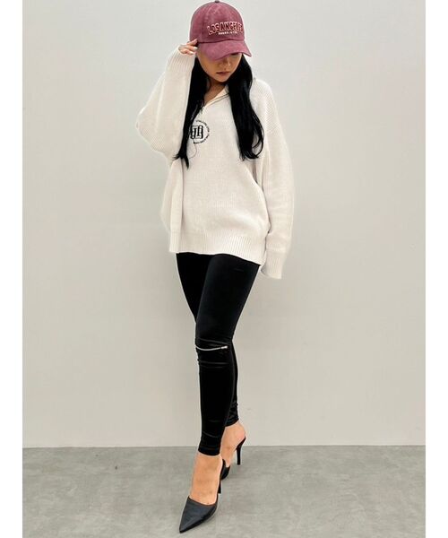 GYDA(ジェイダ)の「GYGYロゴハーフZIPニットトップス(ニット/セーター・レディース・オフホワイト/ライトグレー/ブラック・FREE)」の18枚目の写真