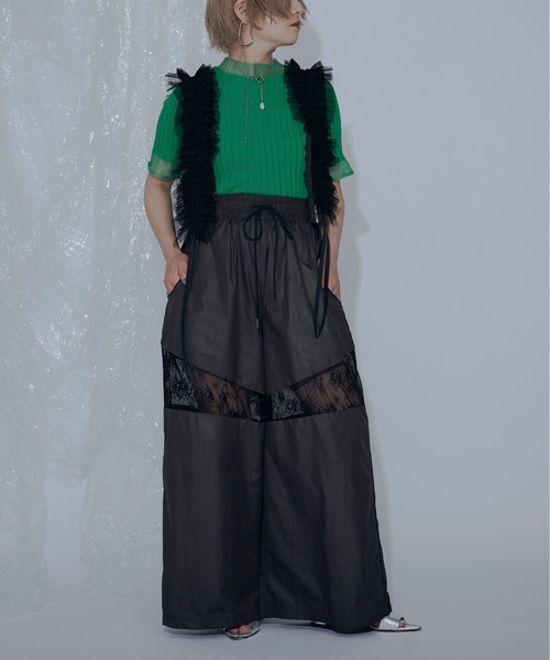 Ezick（エジック）の「シアー切り替えスリーブニット（ニット/セーター・レディース・ブラック/グリーン/レッド/オフホワイト・FREE）」の12枚目の写真