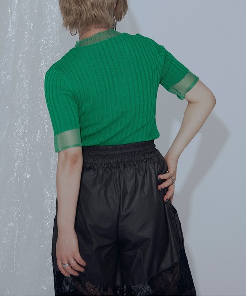 Ezick（エジック）の「シアー切り替えスリーブニット（ニット/セーター・レディース・ブラック/グリーン/レッド/オフホワイト・FREE）」の10枚目の写真