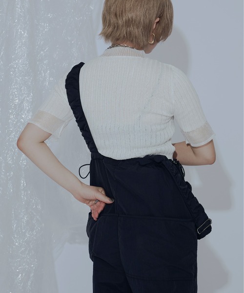 Ezick（エジック）の「シアー切り替えスリーブニット（ニット/セーター・レディース・ブラック/グリーン/レッド/オフホワイト・FREE）」の8枚目の写真