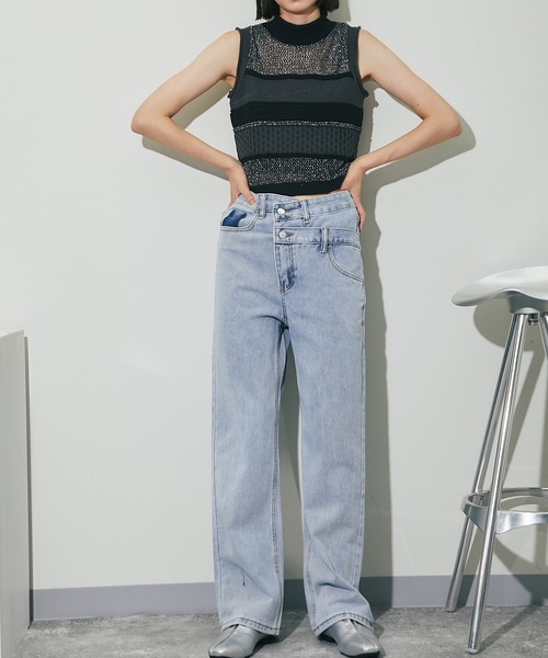 ANOTHER S（アナザーエス）の「ウエストアシンメトリーデニムパンツ（デニムパンツ・レディース・ブルー・S/M/L）」の9枚目の写真
