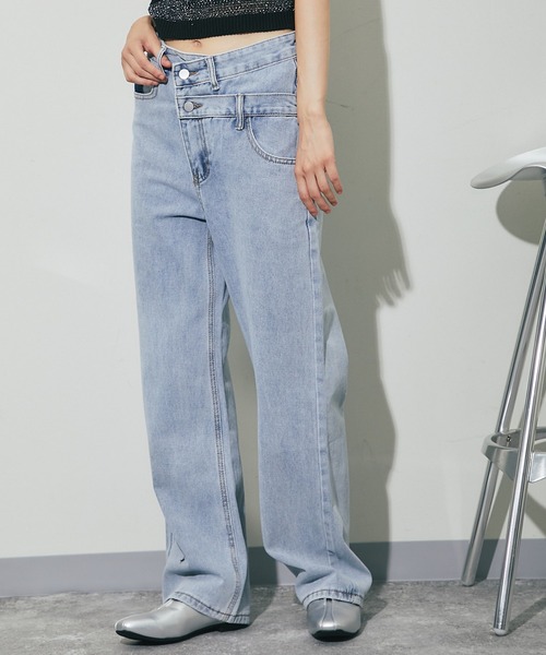 ANOTHER S（アナザーエス）の「ウエストアシンメトリーデニムパンツ（デニムパンツ・レディース・ブルー・S/M/L）」の2枚目の写真