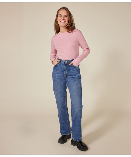 PETIT BATEAU（プチバトー）の「ポワンココットクルーネック長袖Ｔシャツ（Tシャツ/カットソー・レディース・ホワイト/ライトピンク/チャコールグレー/ブラック/ネイビー・XX-SMALL/X-SMALL/SMALL/MEDIUM/LARGE）」の9枚目の写真