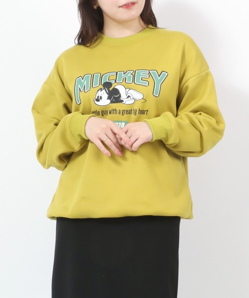 セール】Disney（ディズニー）もっちり裏起毛カレッジロゴキャラクター