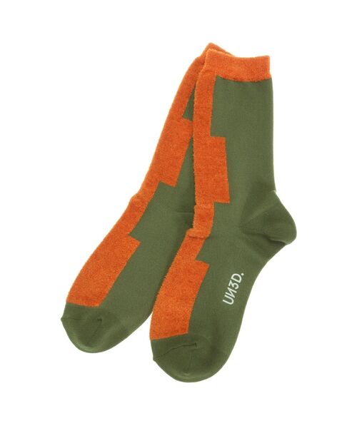 UN3D.(アンスリード)の「BLOCK LINE SOCKS / ブロックラインソックス(ソックス/靴下・レディース・レッド/オレンジ/ネイビー・FREE)」の3枚目の写真