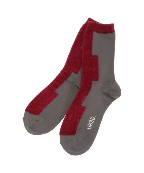UN3D.(アンスリード)の「BLOCK LINE SOCKS / ブロックラインソックス(ソックス/靴下・レディース・レッド/オレンジ/ネイビー・FREE)」の2枚目の写真
