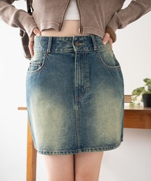 WEGO | WEGO/ヴィンテージウォッシュ台形デニムミニスカート(デニムスカート)