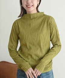 ウェーブジャガードプチハイネックカットソー